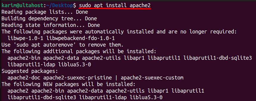 install apache command