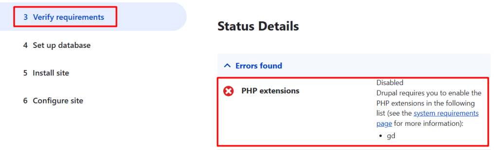 drupal setup step 3