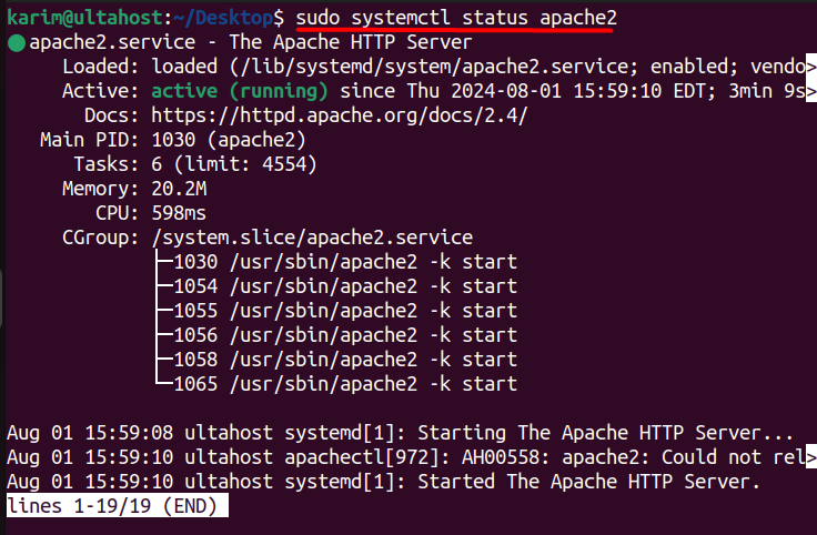 status apache