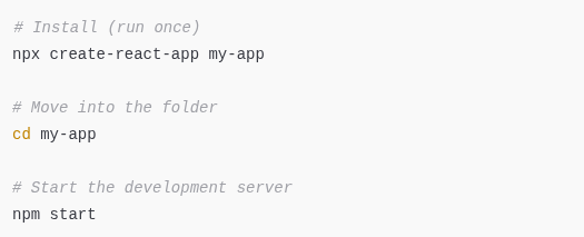 official way to set up a full React project